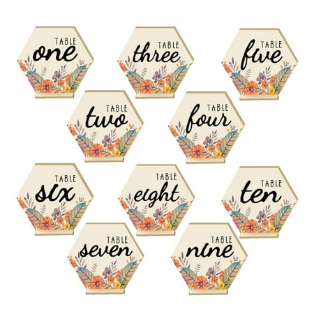 Wooden Table Numbers (1 to 10) Natural Color, for Rustic Weddings Receptions, Banquets, Cafes, Restaurants, Hotels, Parties