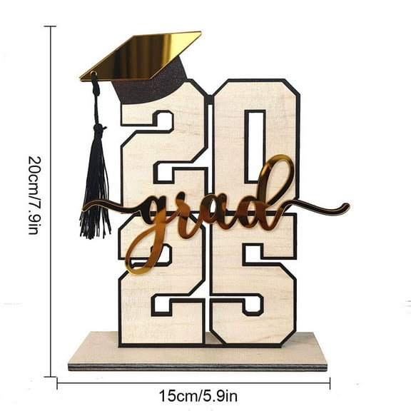 Wooden Table Sign Class of 2025 Graduation Decorations Sign Class of 2025 Graduation Table Sign Wooden Sign for High School College Graduates Bachelor Hat Design with Base