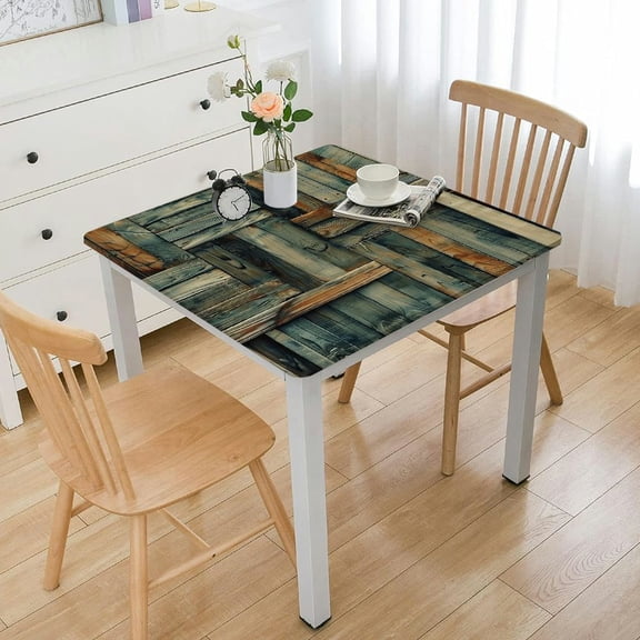 Wooden Tablecloth, Old Deck Tree Forest Woods Natural Image, Dining Room Kitchen Rectangular Table Cover