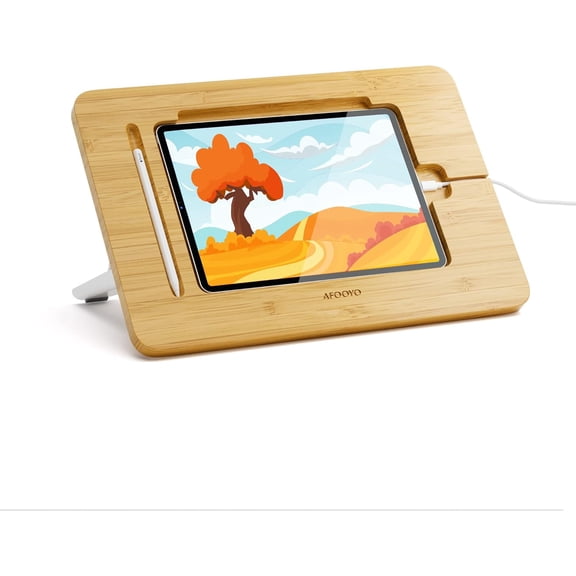Wooden Tablet Drawing Stand - Portable & Adjustable 5 Angles for Laptop,Laptop Stand Riser,Compatible with 12.9/13 inch iPad Pro(3rd-6th Gen)