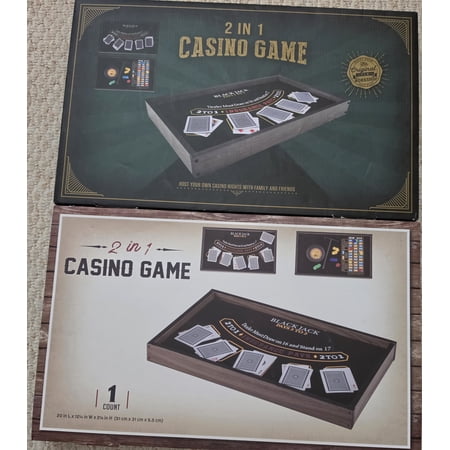 Wooden Tabletop Casino 2 in 1 Game By Happy Hour The Original Fun Workshop - Host your own Casino Nights with Family and Friends!- Blackjack, Roulette with Chips Cards and Playing Cards