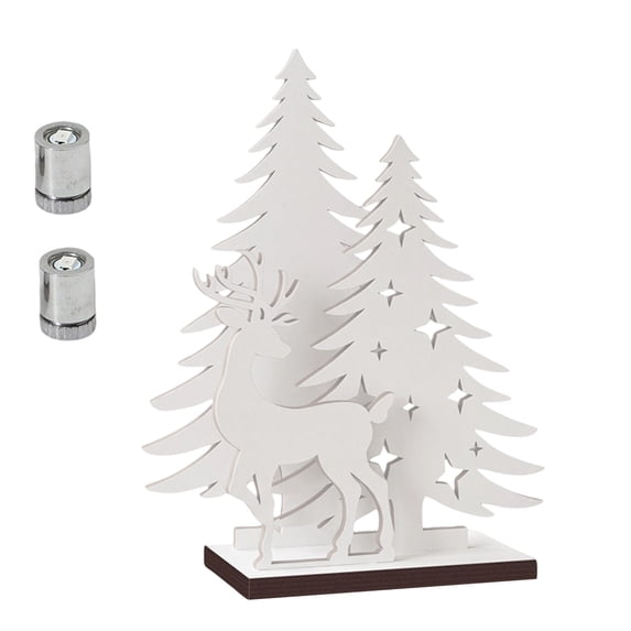 Wooden Tabletop Christmas Tree with LED Light | Battery Operated, Rustic Centerpiece for Fireplace Mantel Shelf, Home Farmhouse Style Decor