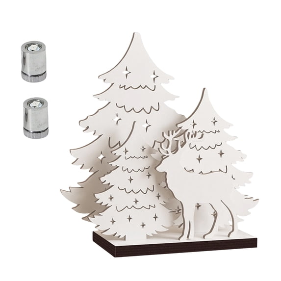 Wooden Tabletop Christmas Tree with LED Light | Battery Operated, Rustic Centerpiece for Fireplace Mantel Shelf, Home Farmhouse Style Decor