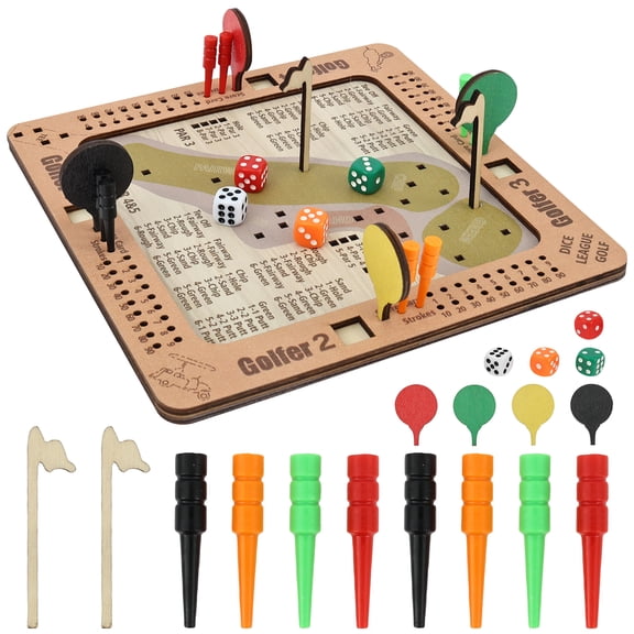 Wooden Tabletop Dice Golf Game Set Fun and Challenging Handcrafted Compact Golf Board Game Set for 1-4 Player Enthusiast Present Adult Friend Family