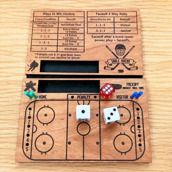 Wooden Tabletop Hockey Dice Game Strategy Board Game, Family Game Night Interactive Competition Toy, Portable Travel Party Entertainment Activity, Home Gathering Holiday Game Set