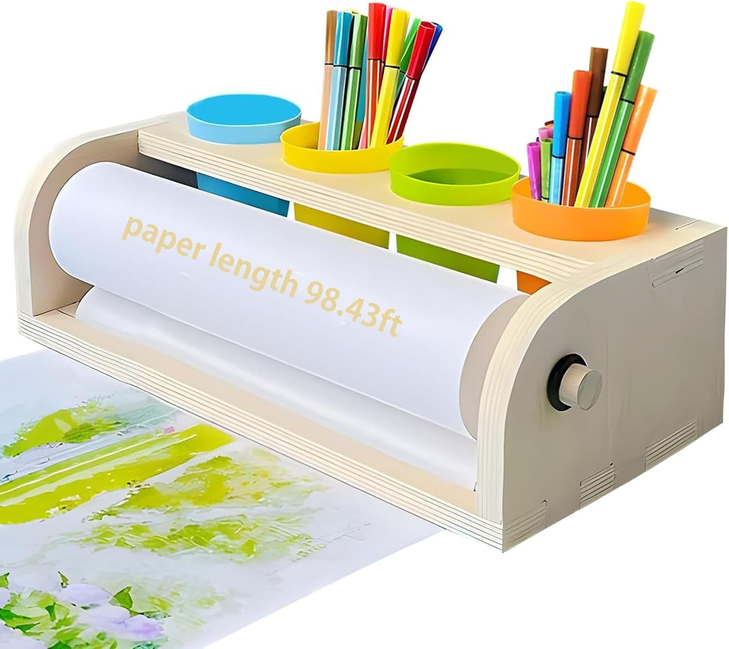 Wooden Tabletop Paper Roll Dispenser with Roll 11.4inx98.4ft and Pencil ...