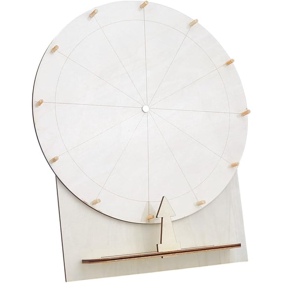 Wooden Tabletop Spinning Prize Wheel Game with Stand Blanched Almond 4.4x2.5x0.2cm for DIY