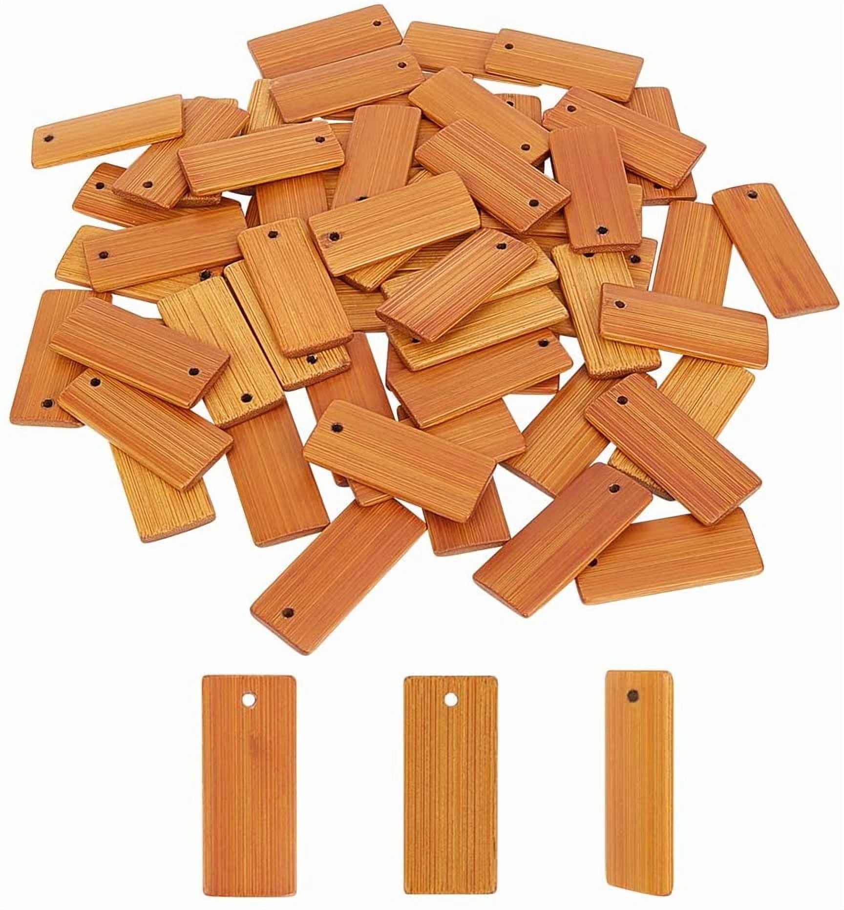 Wooden Tags Key Ring Blanks Rectangle Engraving Blanks Natural Wood Key ...