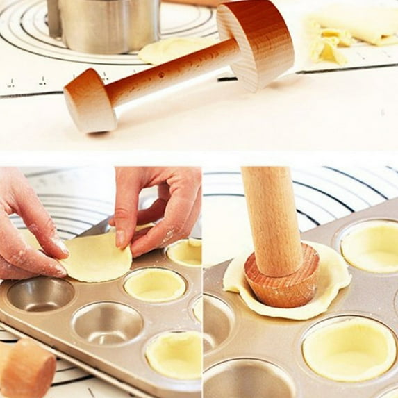 Wooden Tart Tamper Under $5! Kadlawus Wooden Tart Tamper Tool, Double Headed Dough Press for Tartlets and Cupcakes, Baking Tool for Shaping Pastry Shells, Natural Wood Kitchen Gadget
