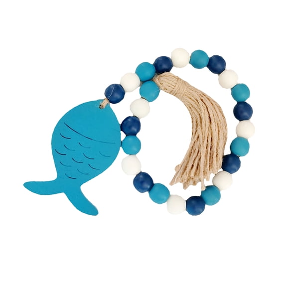 GETAJGHSD Blue Tassel Ornament with Wood Beads and Rope, Ocean Style Decor for Families and Friends, 1 Piece, 20.04 x 0.59 x 0.59 inches