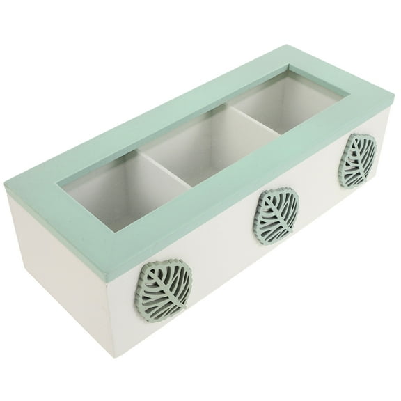 Wooden Tea Bag Organizer Box With Clear Lid 3 Compartments Tea Holder Coffee Bag Container For Countertop Rustic Farmhouse Tea Storage Chest Display Bin
