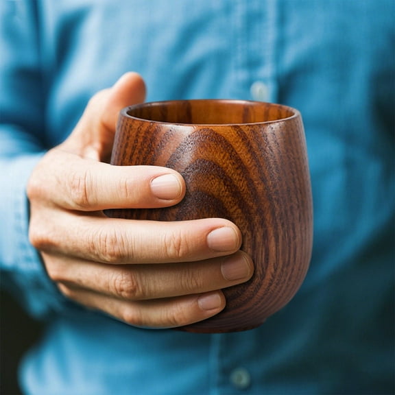 Wooden Tea Cups Natural Bamboo Coffee Mug Wine Mug Camping Cup Travel Craft Tea Drinking Cup Gift Outdoor Mug for Drinking Tea Coffee Wine Beer or Hot Drinks