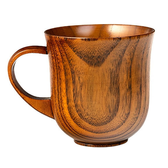 Wooden Tea Cups Natural Solid Wood Water Cup with Handle for Drinking Wine Milk Coffee Type 9