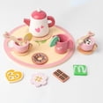 thumbnail image 1 of Wooden Tea Party Pretend Play Set for Girls, Afternoon Tea & Dessert Role Play Toy, Christmas Birthday Holiday Gift, Educational Fine Motor Imagination Toy for Toddler Kids Ages 3 and Up, 1 of 7