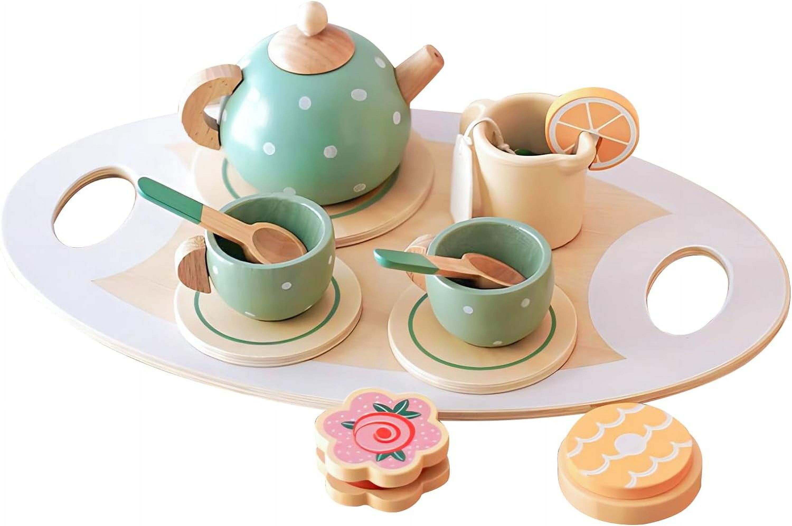 Wooden Tea Party Toys for Little Girls Tea Time Party Set for Kids Kitchen Sets Play Food Accessories with Teapot Tea Cup Toys Pretend Play Toddler 3 Years Old Walmart
