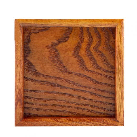 Wooden Tea Plate ,Square Solid Wood Tea Tray Coffee Sushi Snacks Serving Plate Food Meals Breakfast Restaurant Platter Dining Tableware for Cafe Restaurant[18*18cm]