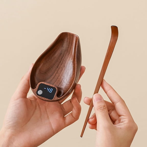 Wooden Tea Scale, Coffee Scale, Espresso Scale,Weigh Digital Coffee Scale with Timer, 0.1g 0.01oz Resolution 0.3 to 200g Rechargeable Elegant Kitchen Scale Walnut Color