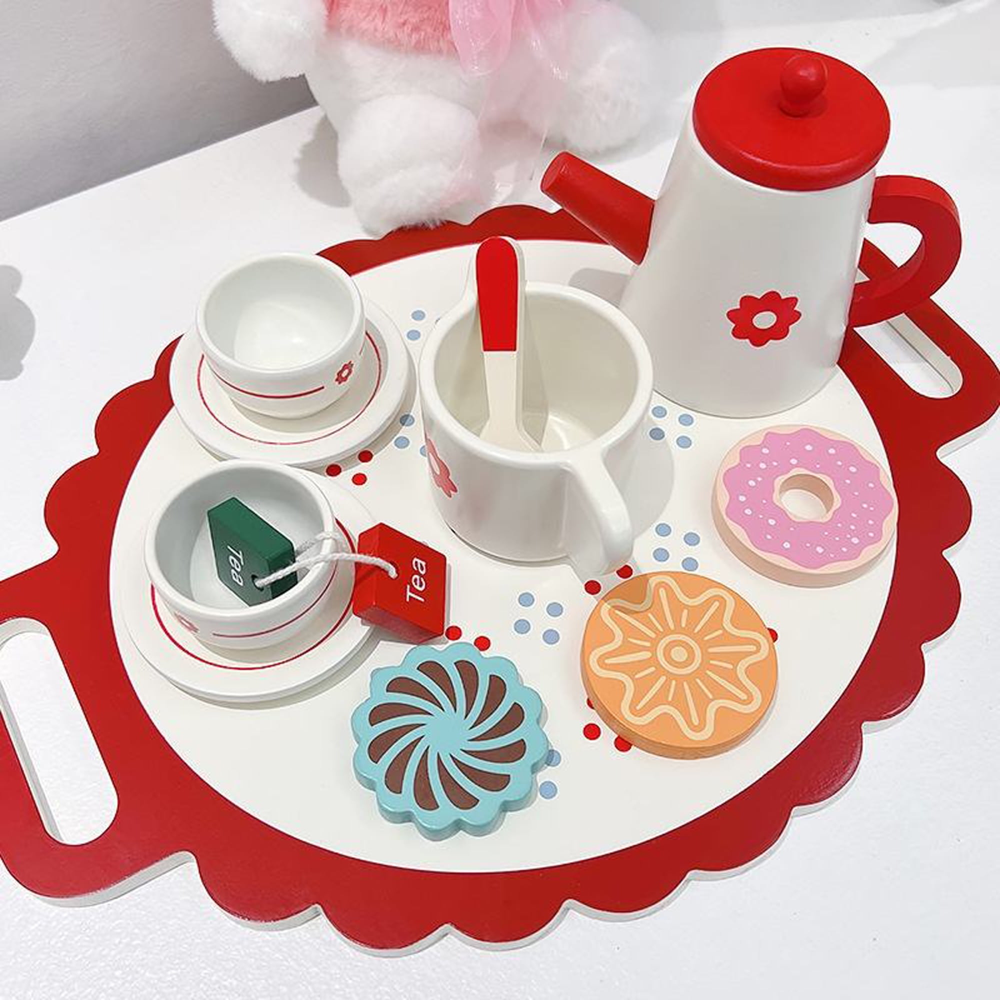 Wooden Tea Set, Play Kitchen for Kids, Gifts for Toddler Boys Girls