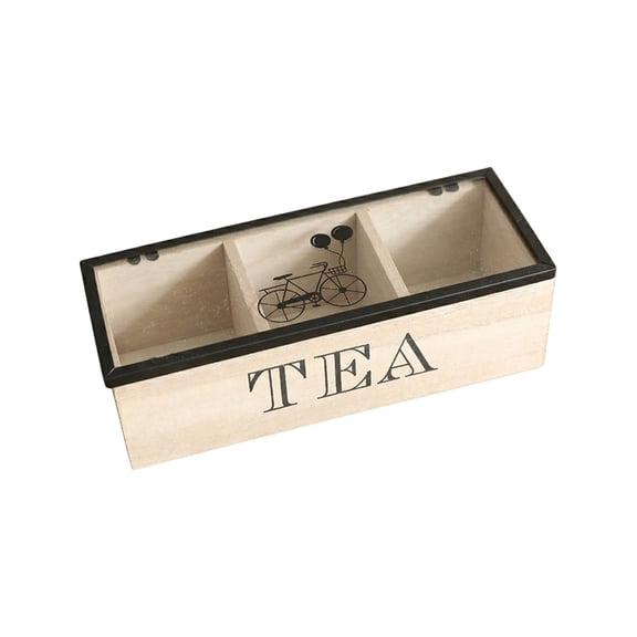 Wooden Tea Storage Box Organizer with Divided Compartments for Tea Bags and Snacks – Clear Lid, Lightweight, Multi-Use Desktop and Kitchen Decor,Khaki