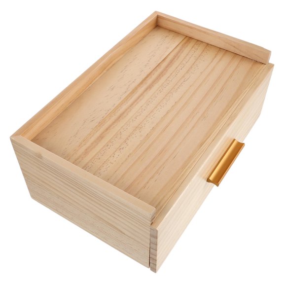 Wooden Tea Storage Box With Drawer And Compartment, Standard Natural Finish