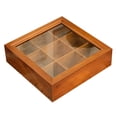 thumbnail image 1 of Wooden Tea Storage Organizer 9 Compartments Square Acrylic Display for Coffee and Kitchen Countertop Organizer 95 x 95 x 28 Inch, 1 of 5