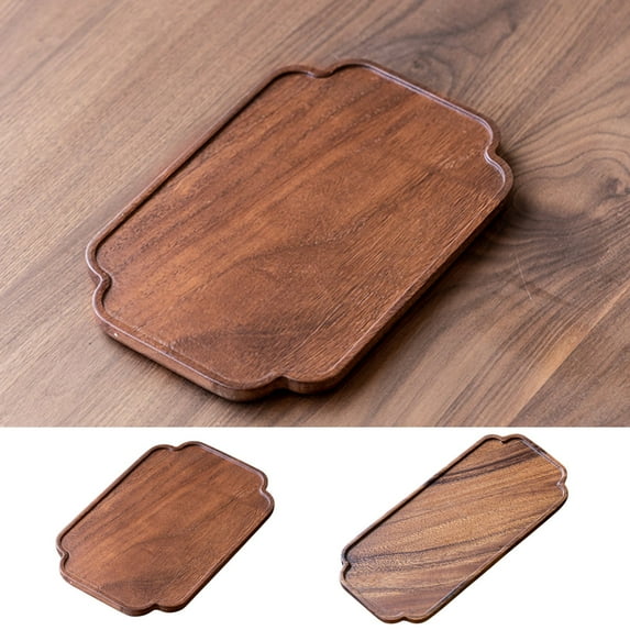 Wooden Tea Tray | Dry Tea Cup Storage Tray | Natural Wood Serving Platter | Multi-Use Candy Fruit Dish | Unique Style | 11.81x5.12x0.79 in | 1 Pc | Brown