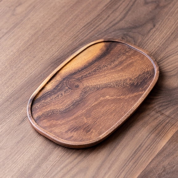 Wooden Tea Tray | Large 12"x8" Brown Wood Storage Tray for Tea Cups, Dry Brewing, Candy, Fruit | Multi-Functional Serving Plate, Unique Chinese Style, Easy Clean, Home Decor
