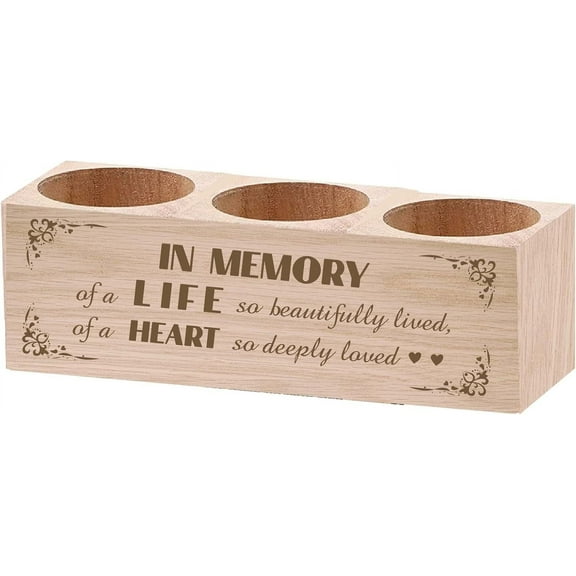Wooden Tealight Candle Holder in Memory Set of 3 Candlestick Stand with Flowers Memorial Candle Ornaments Table Decor for Loss of Loved Remembrance Gifts 6.5 x 5.5inch (without candles) Silver DIY