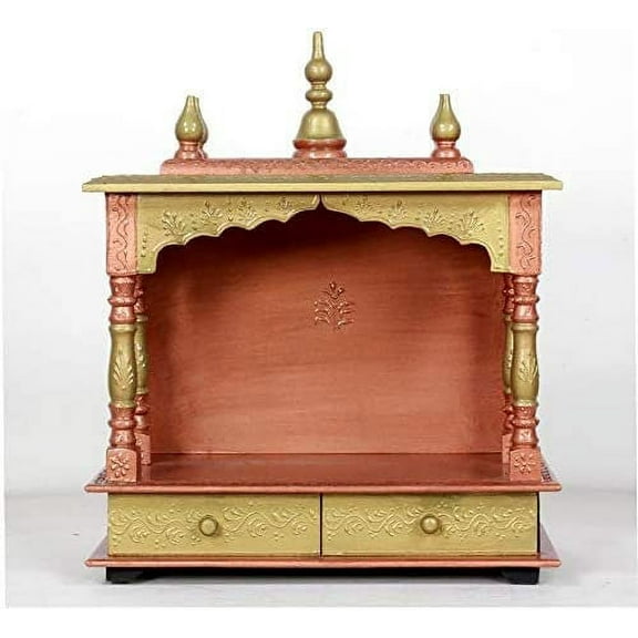 Wooden Temple Brown Mandir For Home And Office / Pooja Mandir / Pooja Ghar / Temple For Home / Wall Hanging And Table Top Pooja Temlple