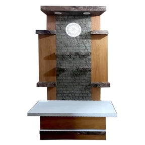 Wooden Temple For Home And Office / Brown Stone Textured Mandir | Temple With LED Lights / Wall Hanging Mandir / Customized Designer Mandir