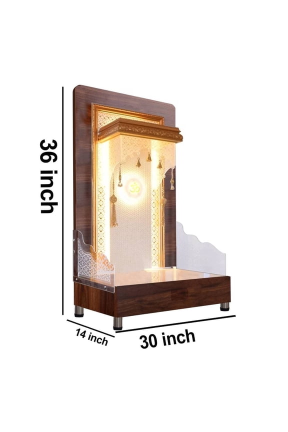 Wooden Temple For Home And Office | Designer Customized Puja Mandir With LED Lights |Brown Mandir | Mandap | Wall Hanging And Table Top