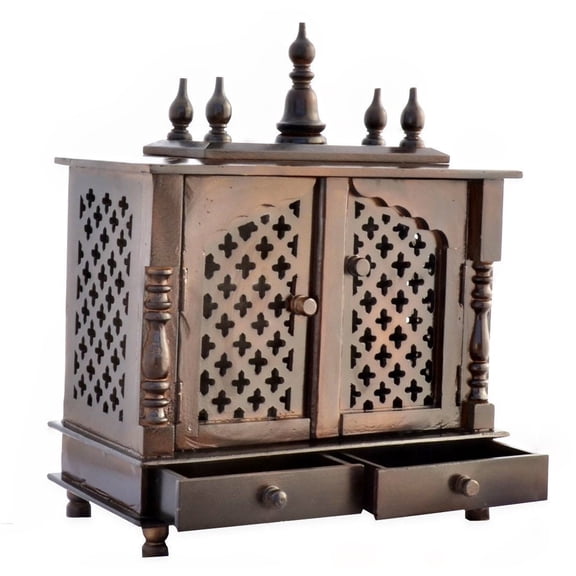 Wooden Temple For Home And Office / Mandir With Doors And Storage Cabinets / Rajisthani Ethnic Wooden Mandir / Wall Hanging And Table Top