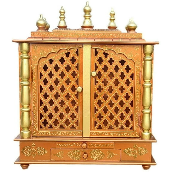 Wooden Temple For Home And Office / Rajisthani Home Temple / Ethnic Temple / Hindu Pooja Temple / Mandir With Doors And Cabinets