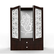 Wooden Temple For Home /Mandir With Doors And Cabinet Storage/ Pooja Mandir With LED Light for Home and Office|Home Temple / Pooja Mandap