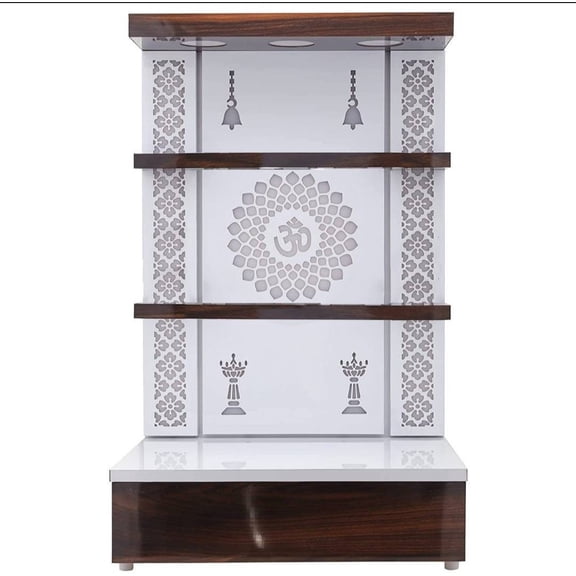 Wooden Temple For Home | Mandir With Drawer Cabinets | Mandir With LED Lights | Temple Puja Mandir For Hone And Office| Pooja Ghar Mandap