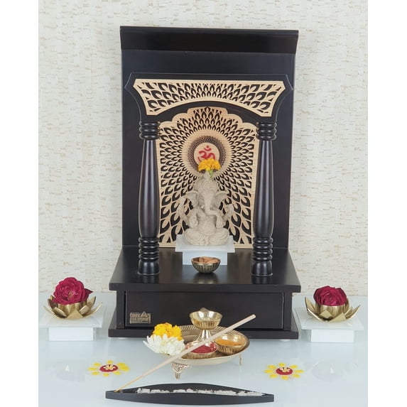 Wooden Temple For Home /Temple With LED Lights / Wall Hanging Pooja Temple /Pooja Chowki For Home / Pooja Mandap /Pooja Mandir For Home