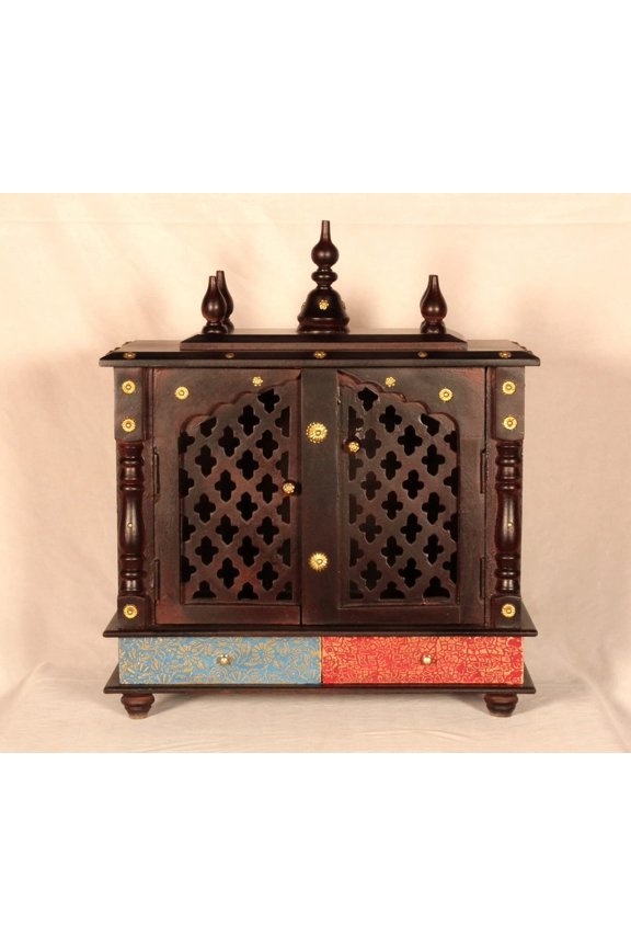 Wooden Temple Handcrafted Hindu Hanging Pooja Mandir / Pooja Ghar/ Mandap For Worship /Temple For Home And Office Household Shrine