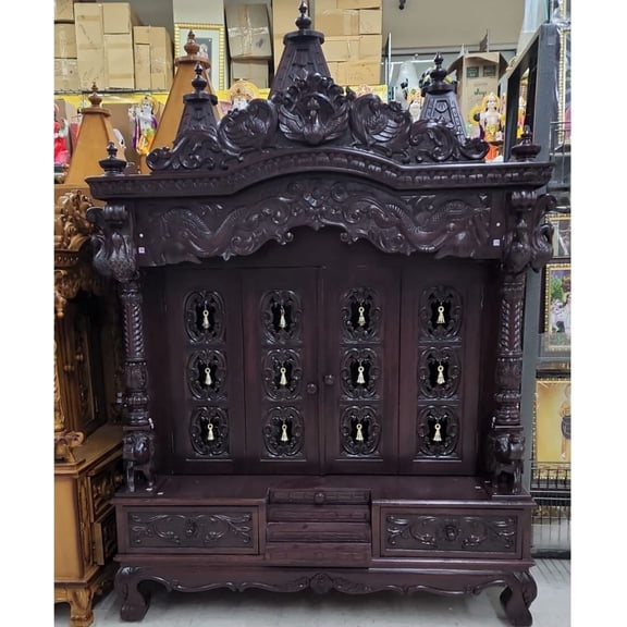Wooden Temple for Home, Indian Home Temple, Teak Wood Temple, Pooja Mandir, Handcrafted Temple, Puja Ghar, Handmade Temple, Pooja Mandap, Prayer House Traditional Temple Hindu Temple - AtoZ India Cart