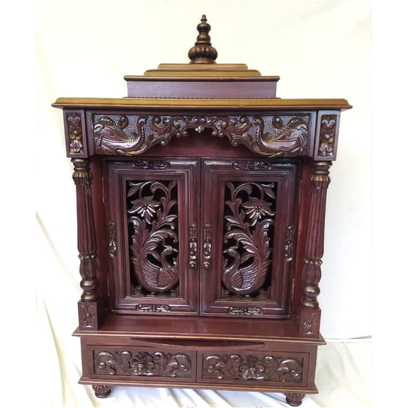 Wooden Temple for Home Teak Wood Temple South Indian Temple Pooja Mandir Home Temple Handcrafted Temple Large Puja Ghar God House Handmade Temple Home Mandir Indian Temple Home Decor - AtoZ India Cart