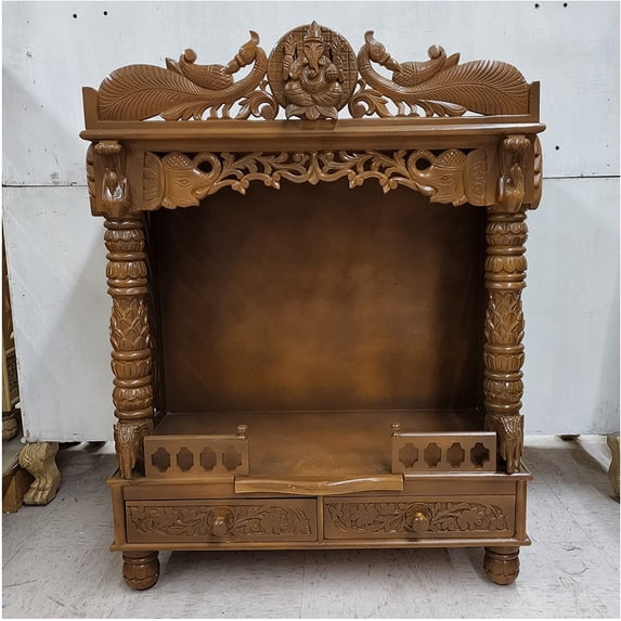 Wooden Temple, Large Home Temple, Teak Wood Temple, Home Mandir, Pooja Ghar, Handmade Mandir, Indian Handicraft for Puja, Home Decor for Hindu, Mandapam for Worship, Pooja Temple - AtoZ India Cart