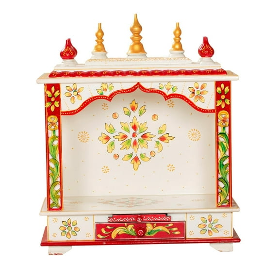 Wooden Temple Mandir Pooja Mandap Wall Hanging Handmade Multicolor Decorations