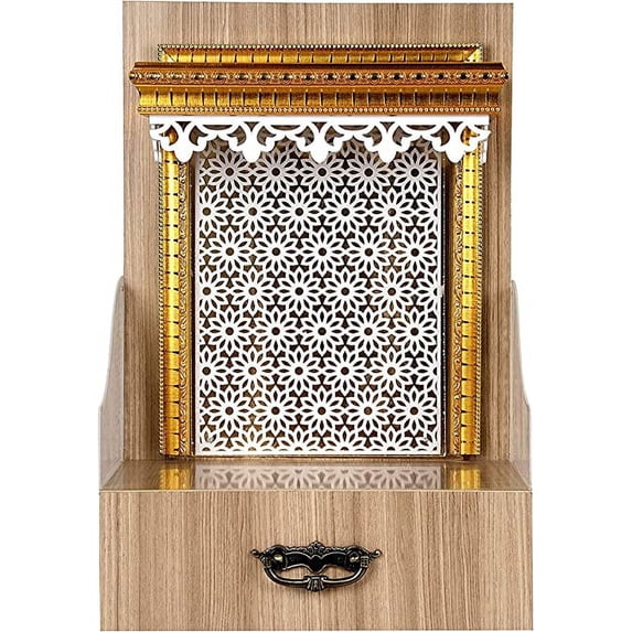 Wooden Temple Pooja Ghar Puja Temple Handmade Mandap Wall Hanging Decor Office/Shop Temple/Home Mandir/Wooden Home/Puja