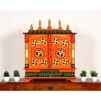 Wooden Temple Pooja MANDIR With Door for Home Prayer Room Indian Mantap Pooja Ghar Handmade wall mount Hindu Temple, Shrine