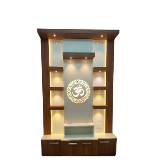 Wooden Temple White LED Light for Home and Office | Home Temple | Puja Mandir |Wall Hanging & Table Top Home Mandir / Designer Pooja Mandir