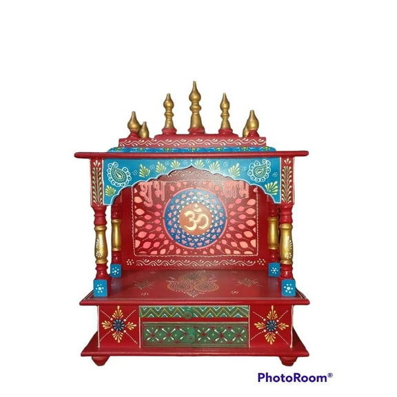 Wooden Temple With LED Lights For Home And Office/ Jodhpuri Temple / Pooja Mandir / Pooja Mandap Chowki / Wall Hanging And Table Top Temple