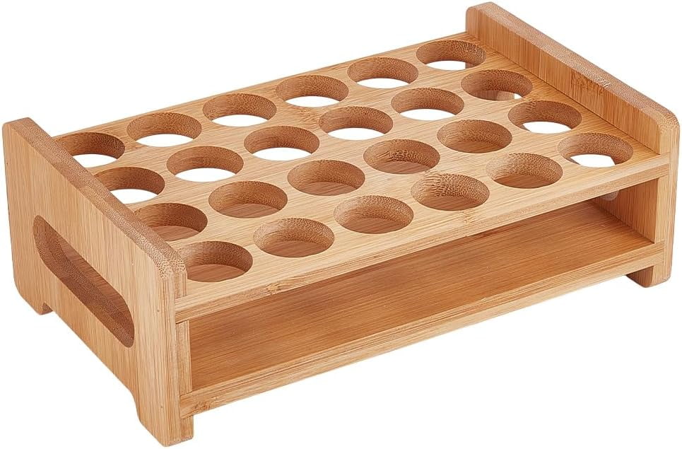 Wooden Test Tube Rack 24-Holes Bamboo Multi-Use Cylinder Tube Display ...