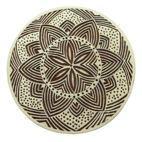 Wooden Textile Stamp Hand Carved Printing Block Floral Stamp Blockprint
