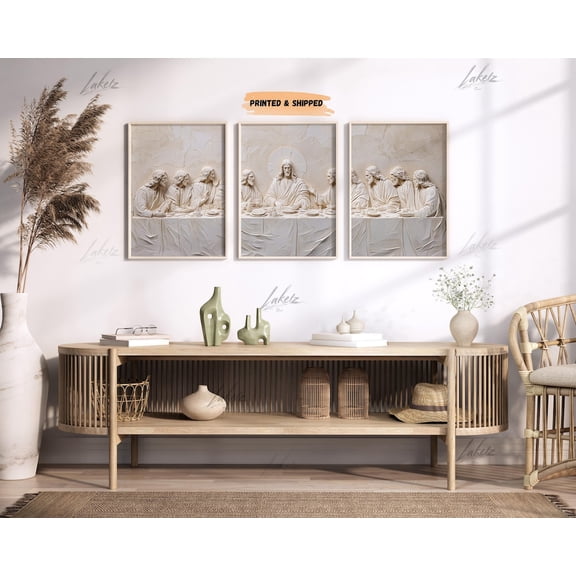 Wooden Texture Dinner Scene Wall Art Set 3 Unframed Paper Print 8x12