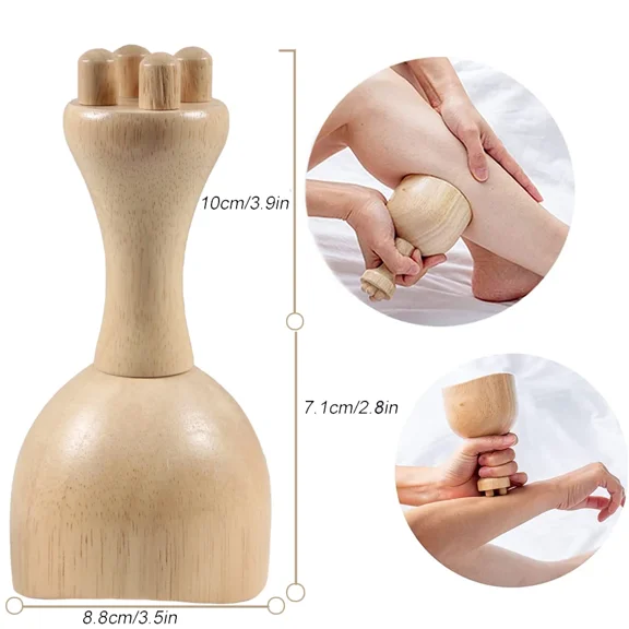 Wooden Therapy Cup with Roller,Wood Therapy Massage Tools Handheld Wooden Massage Cup Wooden Massage Tool for Body Shaping Body