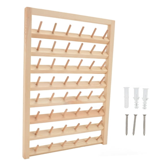 Wooden Thread Rack, Easy Storage 48 Spools Wall Mount DIY Decoration Thread Holder Durability For Embroidery